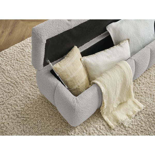 Bancă gri deschis cu tapițerie din țesătură bouclé Mont Blanc – Bobochic Paris-image-4