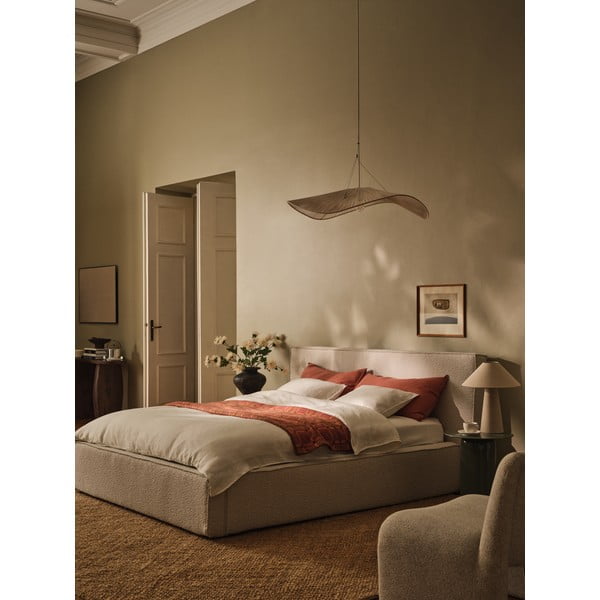 Tăblie de pat crem tapițată 249x100 cm Olivia – Micadoni -image-3