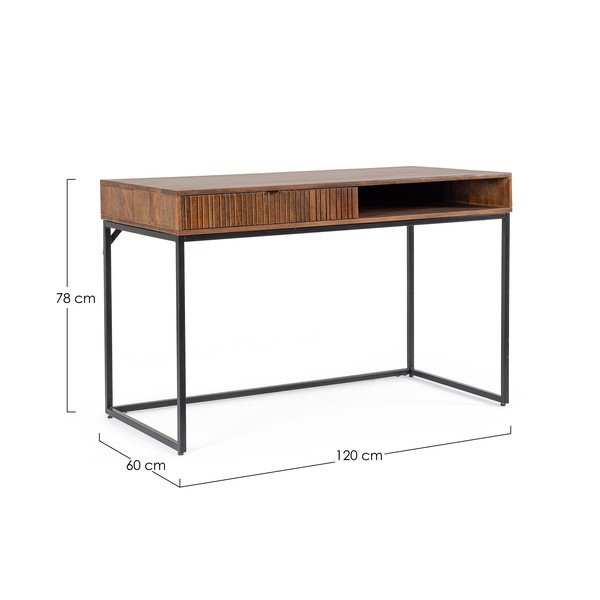Birou cu blat din lemn de mango 60x120 cm Tadita – Bizzotto-image-4