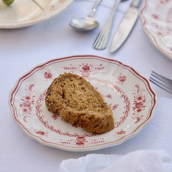 Farfurie roșie/albă pentru desert  din gresie ø 17 cm Vila – Costa Nova-image-1