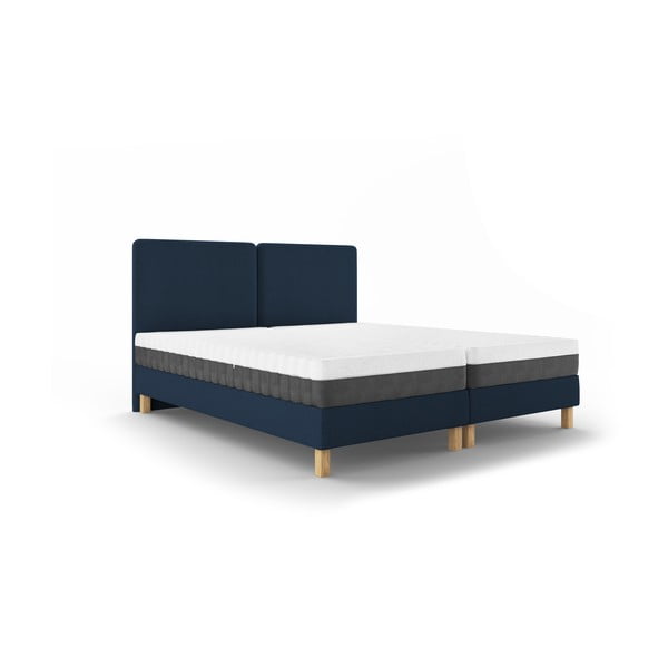 Pat matrimonial 160x200 cm albastru închis tapițat cu somieră Lotus – Mazzini Beds