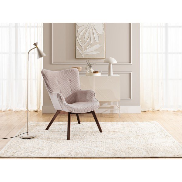 Fotoliu roz deschis cu tapițerie din catifea reiată Niko – Ropez-image-4