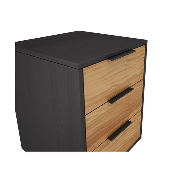 Noptieră în culoare naturală din lemn masiv de pin Lavis – Marckeric-image-4