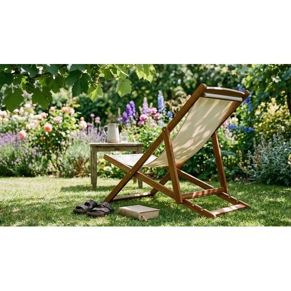 Șezlong de grădină bej/culoare naturală închisă din lemn masiv Dionysus – Bonami Essentials-image-4