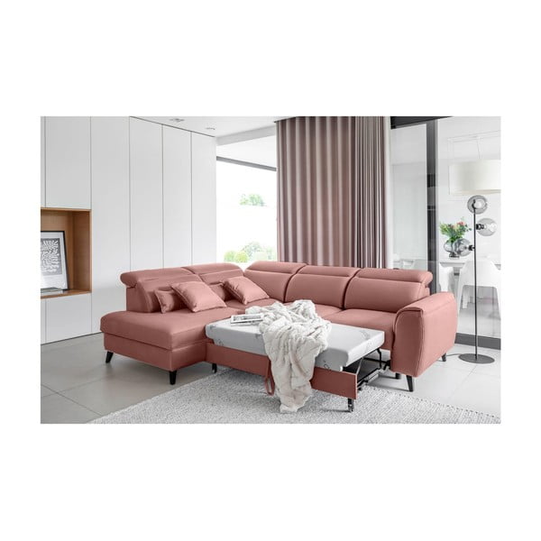 Colțar roz extensibil/cu spațiu de depozitare cu tapițerie din catifea (cu colț pe partea stângă/în formă de ”L”) Noble – ELTAP-image-4