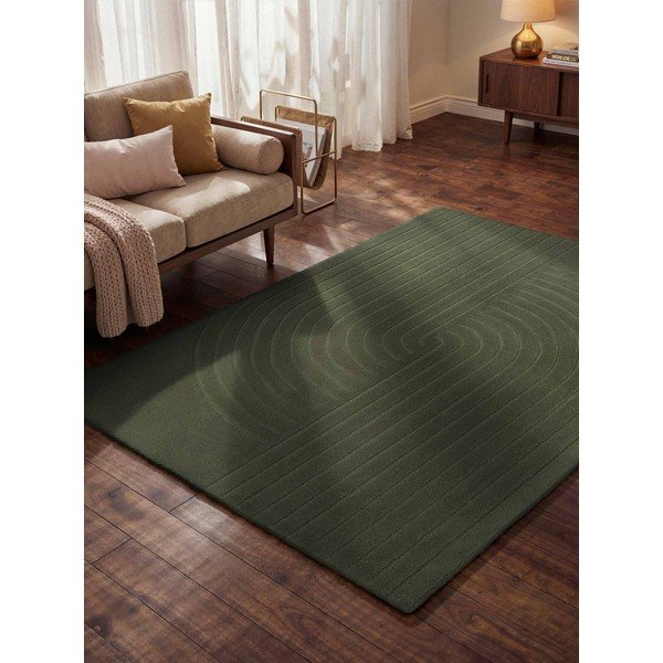 Covor verde închis țesut manual din lână 80x150 cm Arcura – Vikosa-image-1