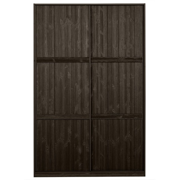 Șifonier maro închis din lemn masiv de pin cu ușă glisantă 139x215 cm Katoi – BePureHome