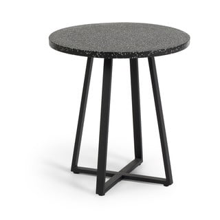 Masă de grădină cu blat din piatră Kave Home Tella, ø 70 cm, negru