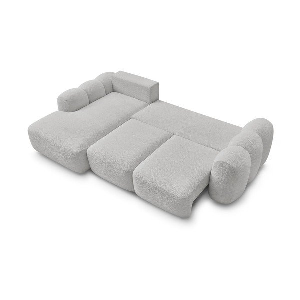 Colțar gri deschis extensibil/cu spațiu de depozitare cu tapițerie din țesătură bouclé (cu colț pe partea stângă/cu șezlong) Montaigne – Bobochic Paris-image-3