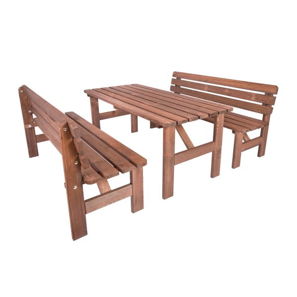 Bancă de grădină maro din lemn Miriam – Rojaplast-image-3