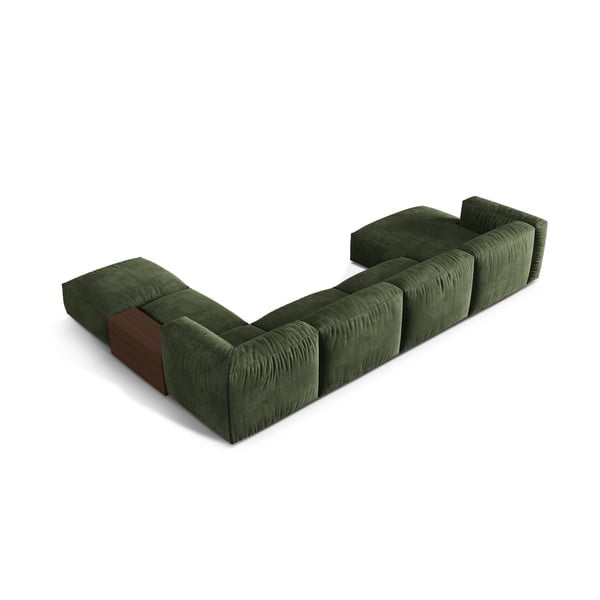 Colțar modular verde cu tapițerie din catifea (cu colț pe partea dreaptă/în formă de "U") Martina – Micadoni -image-2