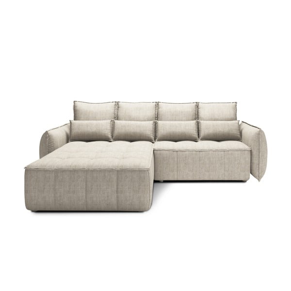 Colțar bej extensibil/cu spațiu de depozitare cu tapițerie din catifea (cu colț pe partea stângă/cu șezlong) Campo – ELTAP