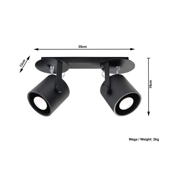 Plafonieră Sollux Lea 2, negru-image-2