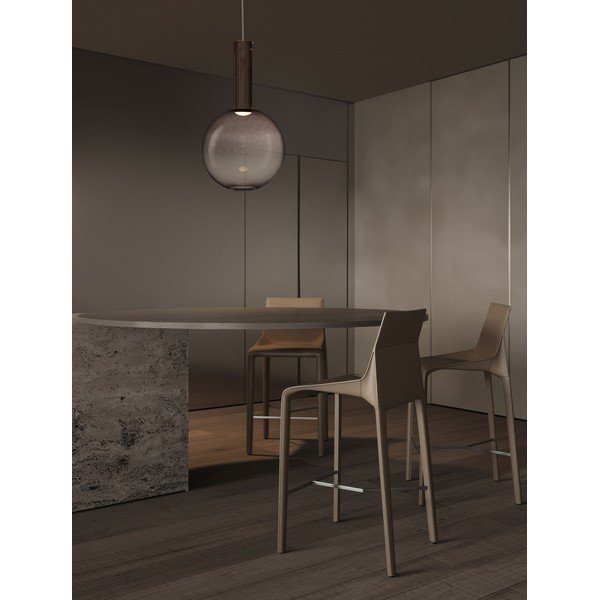 Lustră maro LED cu intensitate reglabilă din sticlă ø 30 cm Nostos – Nova Luce-image-3