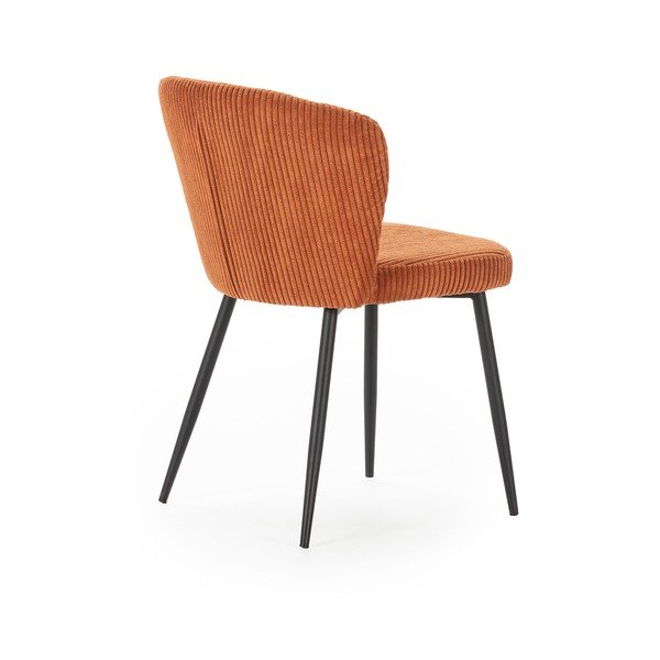 Scaune de dining portocalii 4 buc. din catifea reiată Megan – Marckeric-image-4