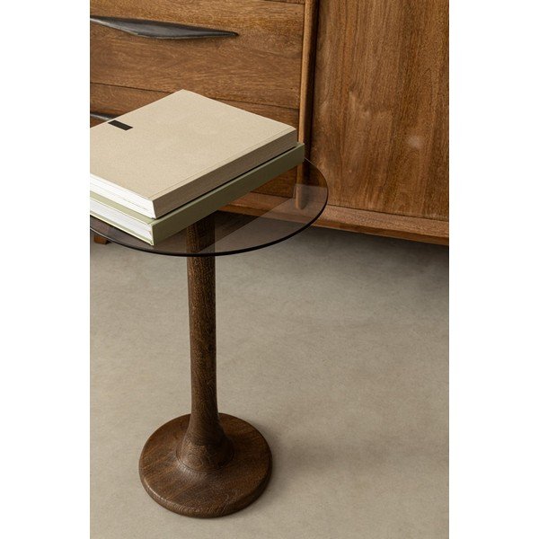 Măsuță auxiliară rotundă cu blat din sticlă ø 35 cm Aberdeen – Bizzotto-image-1