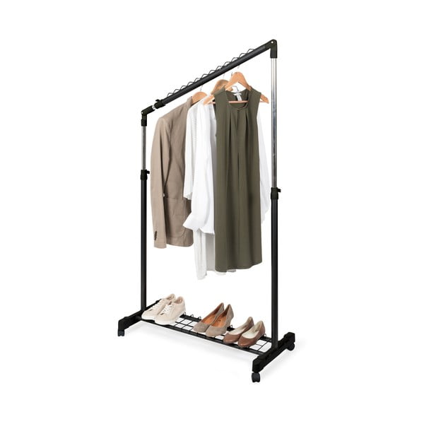 Suport pentru haine negru telescopic/cu roți din metal Under Stairs – Compactor-image-2