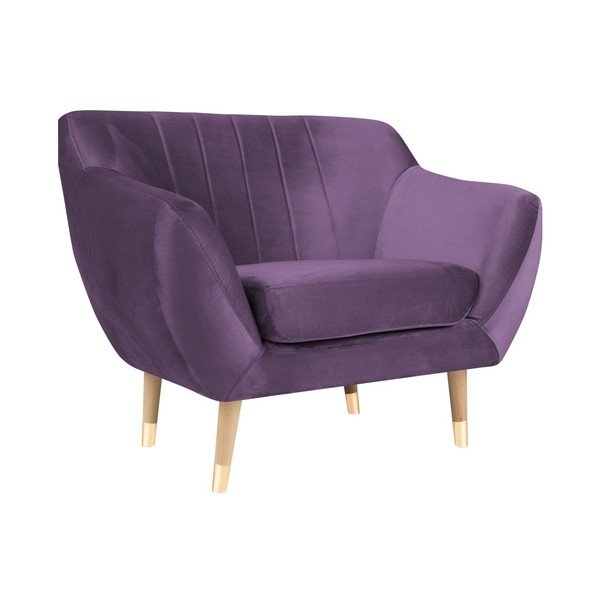 Fotoliu cu tapițerie din catifea Mazzini Sofas Benito, violet-image-2