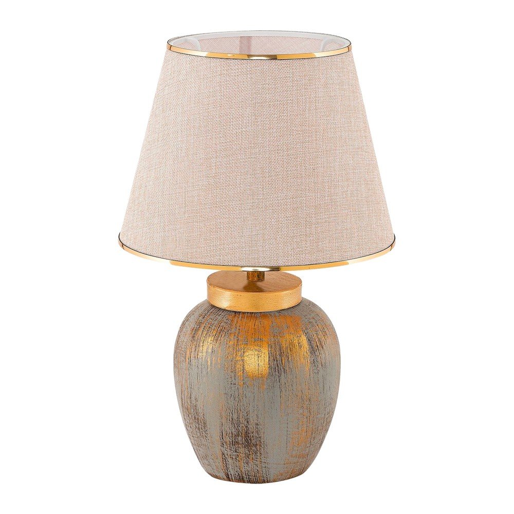 Veioză crem/aurie cu abajur textil (înălțime 47 cm) Yakamoz – Opviq lights