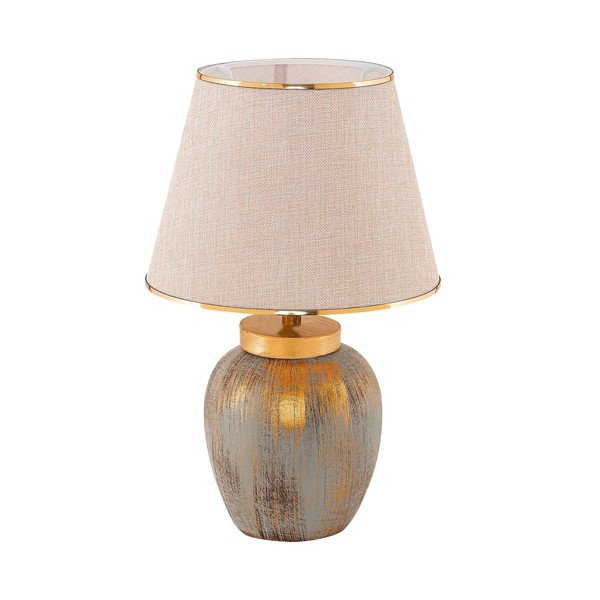 Veioză crem/aurie cu abajur textil (înălțime 47 cm) Yakamoz – Opviq lights
