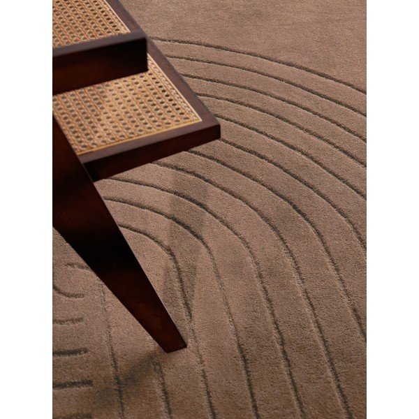 Covor bej țesut manual rotund din lână ø 120 cm Arcura – Vikosa-image-3