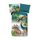 Lenjerie de pat pentru copii verde-albastră din bumbac pentru pat de o persoană 140x200 cm Dino – Good Morning