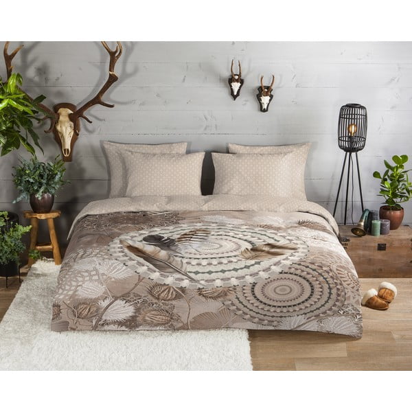 Lenjerie de pat maro din flanelă pentru pat de o persoană 140x200 cm Ringhda – HIP-image-1