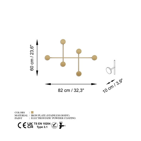 Cuier de perete auriu din metal Dama-A – Kalune Design-image-4