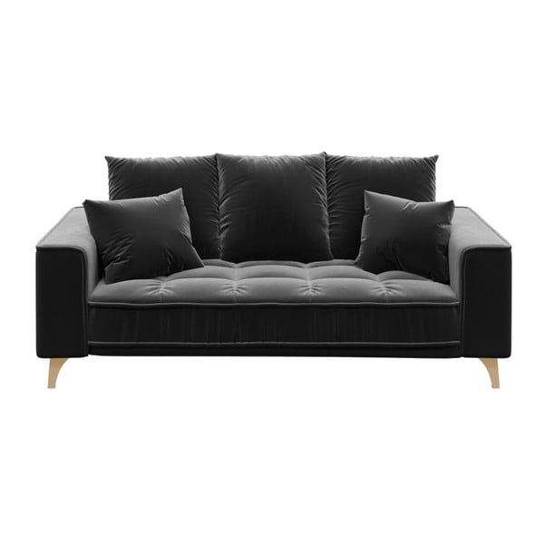 Canapea din catifea devichy Chloe, 204 cm, gri închis