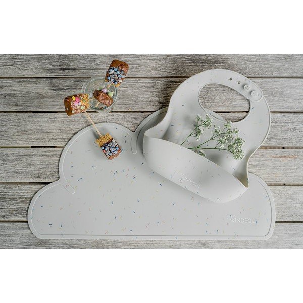 Bavetă din silicon cu buzunar Kindsgut Bib Sprinkles, alb-image-1