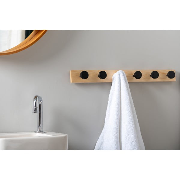 Cuier de perete negru din lemn masiv de pin  Knobs – PT LIVING-image-1