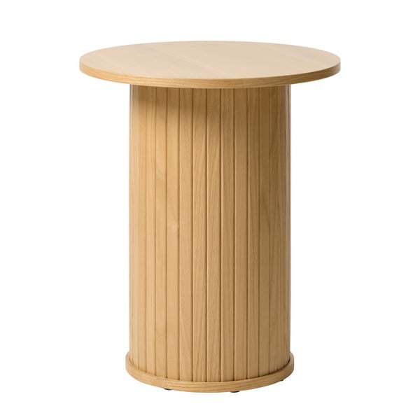 Măsuță auxiliară rotundă cu aspect de lemn de stejar ø 50 cm Nola – Unique Furniture