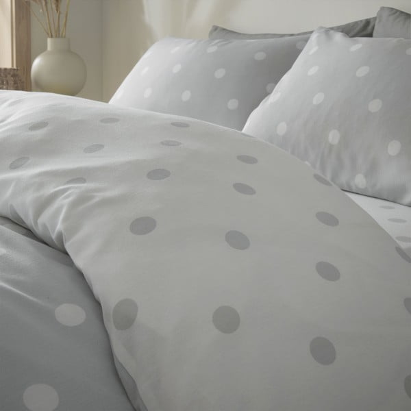 Lenjerie de pat albă/gri deschis pentru pat de o persoană 135x200 cm – Catherine Lansfield-image-2