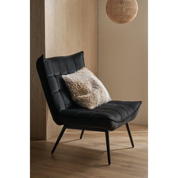 Fotoliu negru cu tapițerie din catifea Legend – Ellos Home-image-1