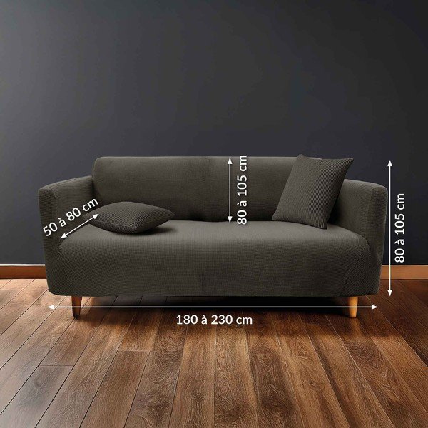 Husă gri antracit elastică pentru canapea cu 3 locuri Sacha – douceur d'intérieur-image-2