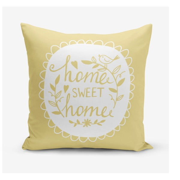Față de pernă Minimalist Cushion Covers Home Sweet Home, 45 x 45 cm, galben