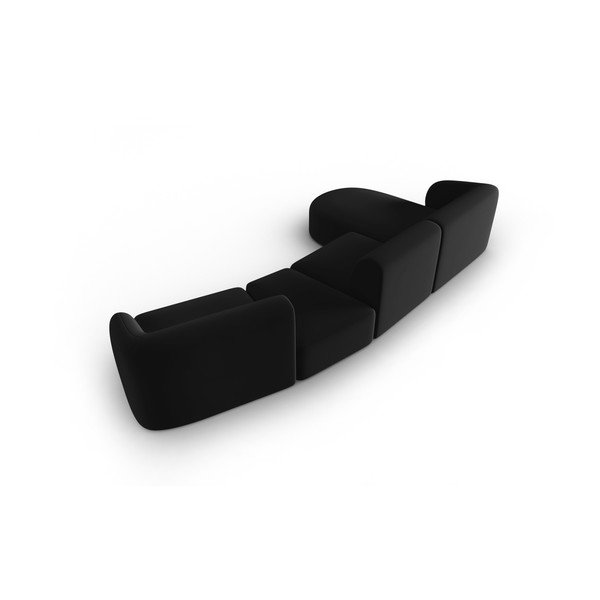 Colțar negru cu tapițerie din catifea (cu colț pe partea stângă, cu șezlong) Paolo – Milo Casa-image-3