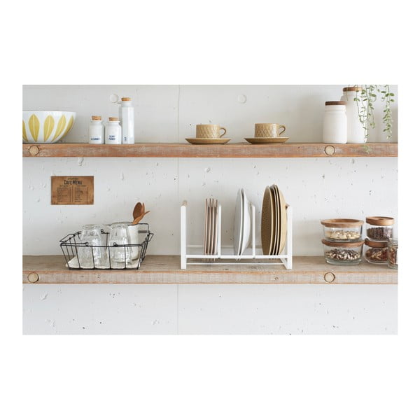 Suport farfurii cu detalii din lemn de fag YAMAZAKI Tosca, alb-image-2