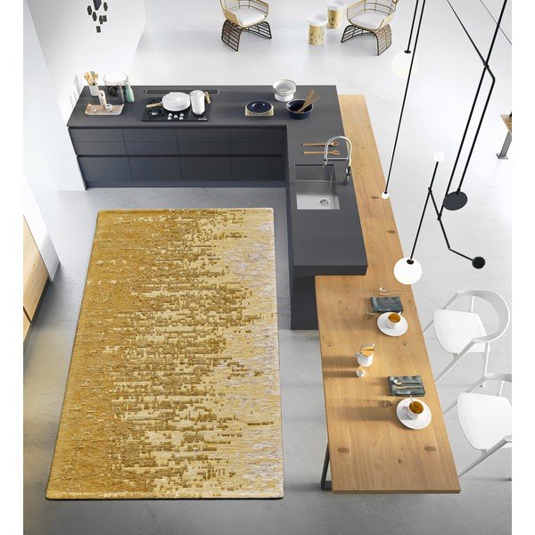 Covor tip traversă galben ocru lavabil 55x115 cm Tamigi Oro – Floorita-image-1