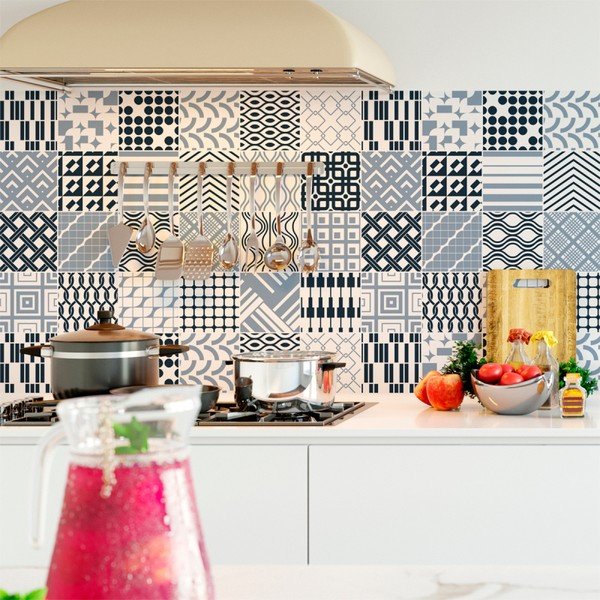 Set 24 autocolante de perete Ambiance Scandinavian Tiles Kiev, 10 x 10 cm-image-1