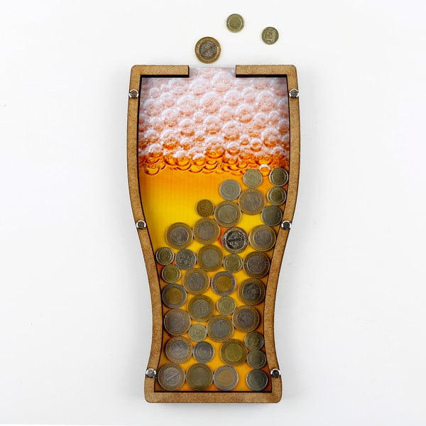 Ramă decorativă/pușculiță din plexiglas în formă de bere