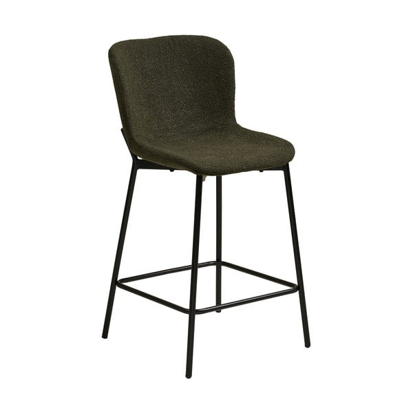 Scaun de bar verde închis tapițat (înălțime șezut 65 cm) Maceda – House Nordic