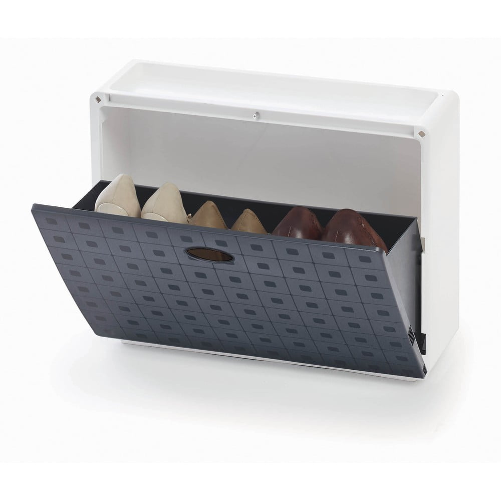 Pantofar alb/negru cu deschidere înclinată  din plastic Mono Basic – Domopak