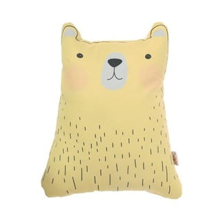 Pernă din amestec de bumbac pentru copii Mike & Co. NEW YORK Pillow Toy Bear Cute, 22 x 30 cm, galben
