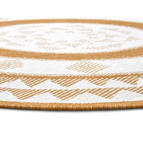 Covor de exterior galben ocru-alb rotund ø 140 cm Jamaica – NORTHRUGS-image-3
