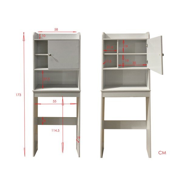 Dulap deasupra mașinii de spălat / WC, alb, înalt 58x173 cm Laundry – Tomasucci-image-4