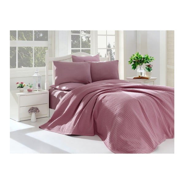 Set din bumbac pentru dormitor Purple Pique 220 x 240 cm, mov