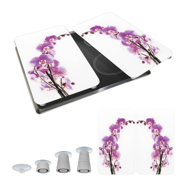 Set 2 protecții din sticlă pentru aragaz Wenko Orchid, 52 x 30 cm-image-3