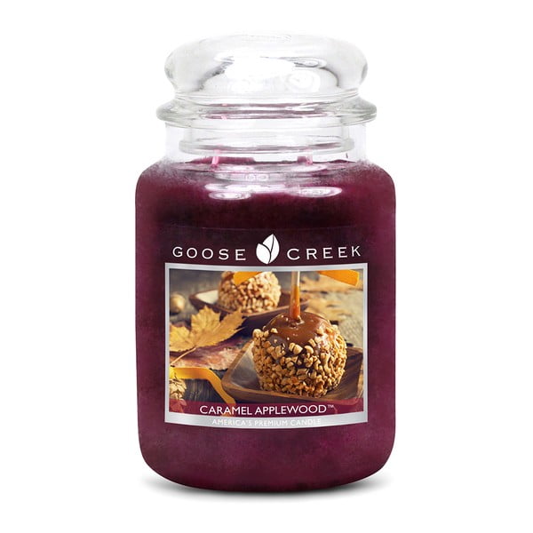 Lumânare parfumată în recipient de sticlă Goose Creek Caramel Applewood, 150 ore de ardere