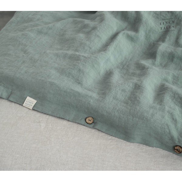 Husă de pilotă verde/albastră din in pentru pat dublu 200x200 cm Milieu – Linen Tales-image-2